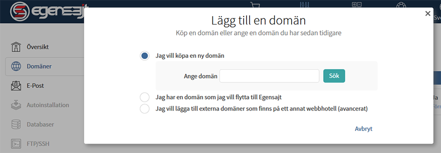 EgenSajt Kunskapsbank - Köpa Domän, Lägga Till Domän Eller Flytta Domän ...